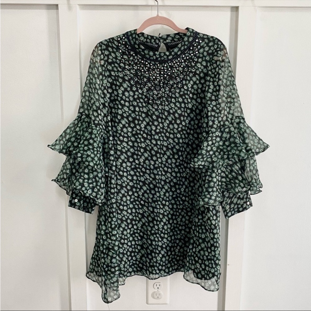 Ranna Gill Size Medium Printed Dress From Anthropologie Mirror Beads Boho Casual